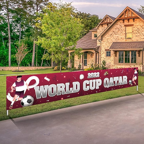 

2pcs 2022 World Cup Flag Football Party Garden Flag Courtyard Decorative Flag Welcome Flag