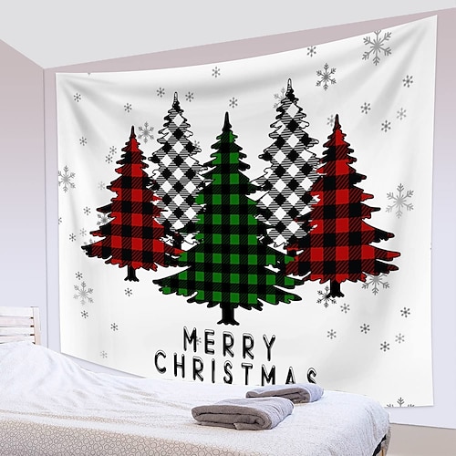 

Christmas Tree Holiday Party Wall Tapestry Art Decor Blanket Curtain Picnic Tablecloth Hanging Home Bedroom Living Room Dorm Decoration Snowflake Gift Polyester