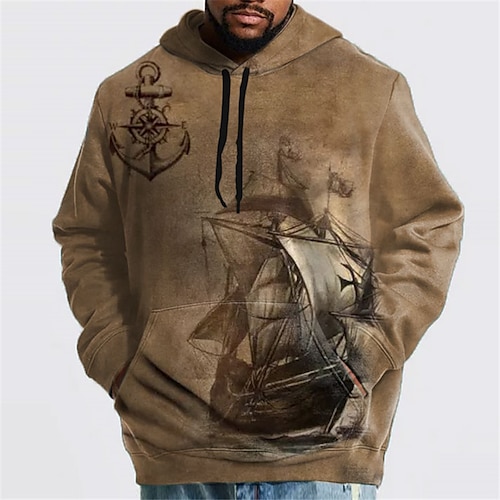 

Per uomo Plus Size Felpa con cappuccio pullover Grande e alto Stampa 3D Con cappuccio Manica lunga Primavera & Autunno Essenziale Di tendenza Streetwear Comodo Da tutti i giorni Da mare Top