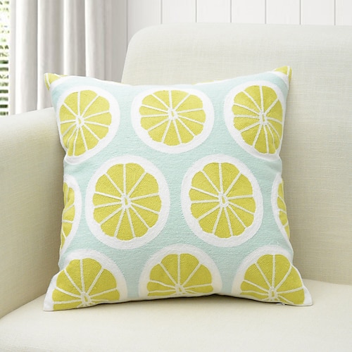 

Lemon Embroidery Pillow Cover Decorative Pillowcase Square Throw Cushion Cover for Sofa Couch Bed Bench Living Room 1PC