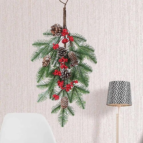 

2022 home wall christmas wall hanging 60cm pe white pine cone christmas tree decorations christmas pine cone ornaments