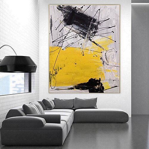 

Handmade Oil Painting Canvas Wall Art Decorative Abstract Knife Painting Landscape Yellow For Home Decor Rolled Frameless Unstretched Painting