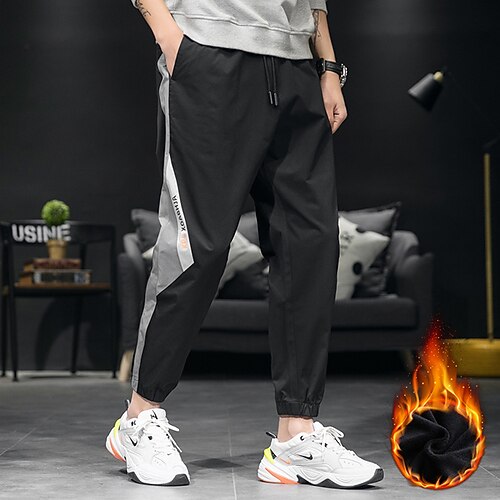 

Men's Fleece Pants Joggers Winter Pants Trousers Casual Pants Pocket Drawstring Elastic Waist Plain Warm Breathable Daily Streetwear Fashion Chic & Modern Gray Green Light Grey Micro-elastic