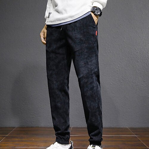 

Men's Joggers Corduroy Pants Trousers Casual Pants Pocket Drawstring Elastic Waist Plain Breathable Soft Daily Holiday Streetwear 100% Cotton Fashion Chic & Modern Light Grey Dark Gray Micro-elastic