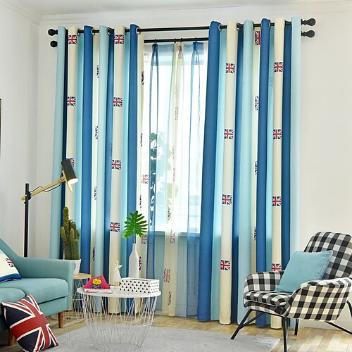 

One Panel American Style Striped Print Curtain Living Room Bedroom Dining Room Study Children's Room Insulation Curtains