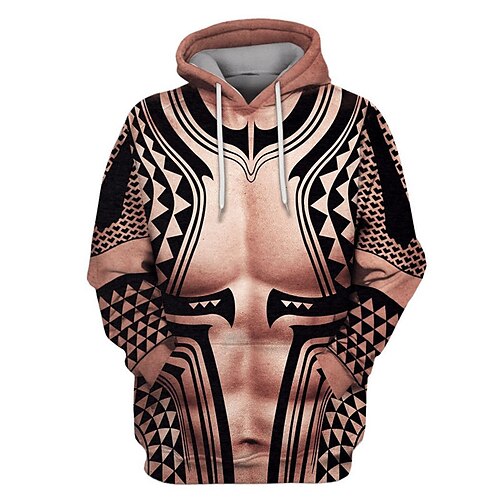 

Men's Pullover Hoodie Sweatshirt Brown Hooded Graphic Prints Muscle Print Daily Sports 3D Print Basic Streetwear Designer Spring Fall Clothing Apparel Hoodies Sweatshirts Long Sleeve