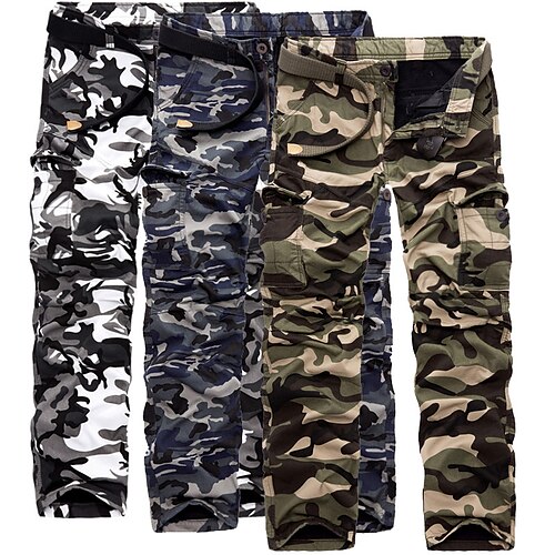 

Men's Cargo Pants Winter Pants Trousers Pocket Multi Pocket Print Camouflage Daily Going out Streetwear Chic & Modern Casual Black / White ArmyGreen Micro-elastic