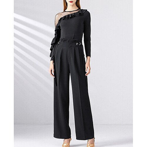 

Jumpsuits Party Dresses Elegant Dress Formal Ankle Length Long Sleeve Jewel Neck Cotton with Ruffles Pure Color 2022