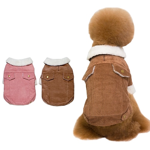 

Dog Cat Coat Solid Colored Adorable Stylish Ordinary Casual Daily Outdoor Casual Daily Winter Dog Clothes Puppy Clothes Dog Outfits Warm Pink Coffee Costume for Girl and Boy Dog Corduroy S M L XL XXL