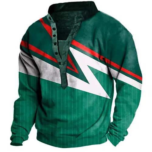 

Men's Sweatshirt Pullover Green Standing Collar Graphic Prints Print Casual Daily Sports 3D Print Streetwear Designer Casual Spring & Fall Clothing Apparel World Cup Hoodies Sweatshirts Long Sleeve