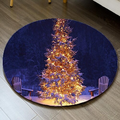 

Christmas Round Floor Mat Non-Slip Carpet Home Area Rug Bedroom Living Room Coffee Table Mat Sofa Mats