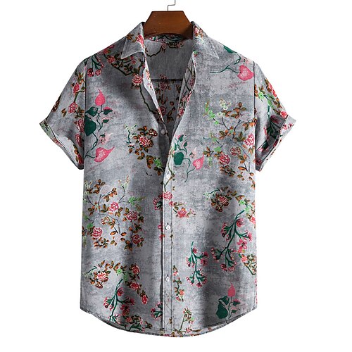 

Men's Summer Hawaiian Shirt Striped Graphic Prints Turndown Blue Pink Yellow Outdoor Daily Short Sleeve Button-Down Clothing Apparel Streetwear Designer Simple Casual