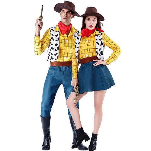 

Woody Couples' Costumes Men's Women's Movie Cosplay Cosplay Halloween Yellow Shirt Skirt Pants Halloween Carnival Masquerade Polyester / Scarf / Hat / Waist Belt