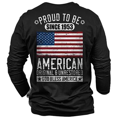 

Men's T shirt Tee Graphic Prints National Flag Crew Neck Army Green Navy Blue Black 3D Print Outdoor Street Long Sleeve Print Clothing Apparel Basic Sports Designer Casual