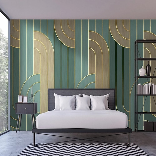 

3D Mural Wallpaper Geometric Lines Abstract Wall Sticker Covering Print Peel and Stick Removable PVC / Vinyl Material Self Adhesive / Adhesive Required Wall Decor Wall Mural for Living Room Bedroom