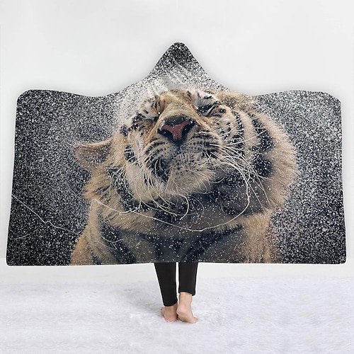 

Wearable Fleece Blanket Hooded with Sleeves and Foot Pockets for Adult Women Men, Micro Plush Comfy Wrap Sleeved Throw Blanket Robe Large