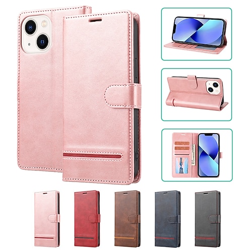 

Phone Case For Apple Wallet Card iPhone 14 Pro Max iPhone 14 Pro iPhone 14 Max iPhone 14 iPhone 13 Pro Max 12 11 SE 2022 X XR XS Max 8 7 Wallet with Stand Card Holder Slots Solid Colored TPU PU