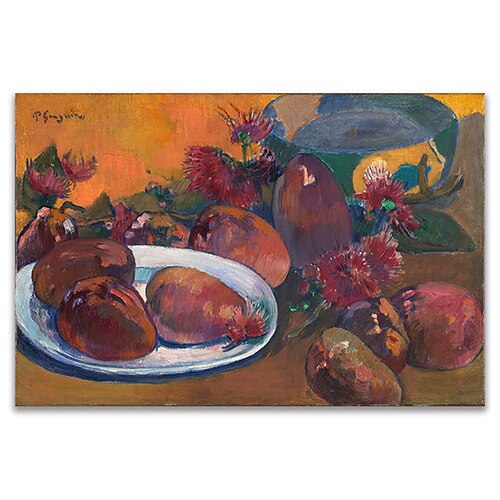 

Handmade Hand Painted Oil Painting French Paul Gauguin A woman holding fruit Home Decoration Decor Rolled Canvas No Frame Unstretched