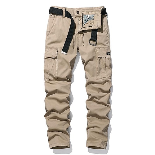 

Men's Cargo Pants Trousers Work Pants Elastic Waist Multi Pocket Solid Colored Comfort Breathable Casual Daily Streetwear Cotton Blend Sports Fashion Black Army Green Micro-elastic