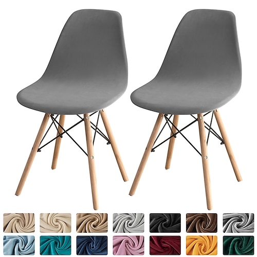 

Velvet Shell Chair Cover Mid Century Modern Style for Kitchen Dining Room Chair Slipcovers Dining Chair Cover Parson Chair Slipcover Stretch Chair Covers for Dining Room 2 Pcs