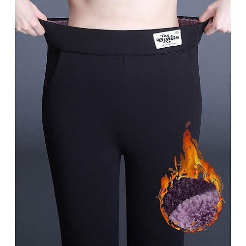 

Women's Skinny Fleece Pants Pants Trousers Cotton Blend Fleece lined Purple Pink High Waist Casual Office Vacation Side Pockets High Elasticity Full Length Thermal Warm Patterned S M L XL 2XL