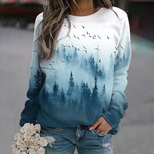 

Women's Sweatshirt Pullover Basic Green Blue Purple Graphic Street Round Neck Long Sleeve S M L XL 2XL