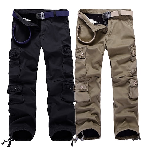 

Men's Cargo Pants Trousers Parachute Pants Multi Pocket Solid Colored Full Length Cotton Blend Casual khaki Army Green