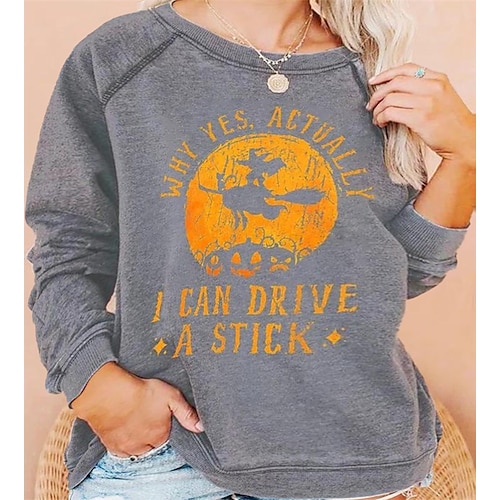 

Women's Plus Size Tops Pullover Sweatshirt Graphic Letter Print Long Sleeve Crew Neck Casual Daily Vacation Polyester Winter Fall Black Blue