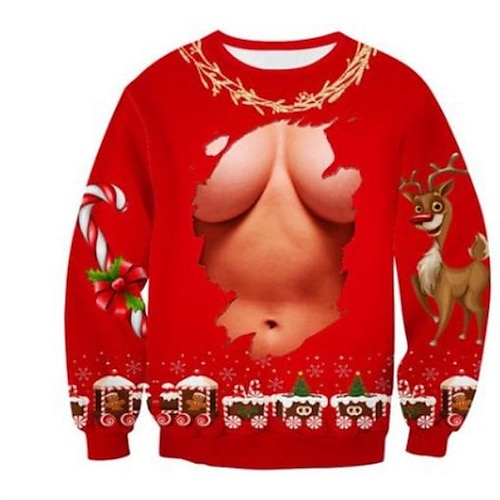 

Men's Sweatshirt Pullover Khaki Red Crew Neck Graphic Prints Ugly Christmas Print Daily Sports Holiday 3D Print Basic Streetwear Designer Spring & Fall Clothing Apparel Hoodies Sweatshirts Long