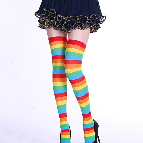 

Women's 1 Pair Stockings Socks Dress Trouser Socks Fashion Comfort Novelty Striped Halloween Warm Fall Winter Green Blue Fuchsia
