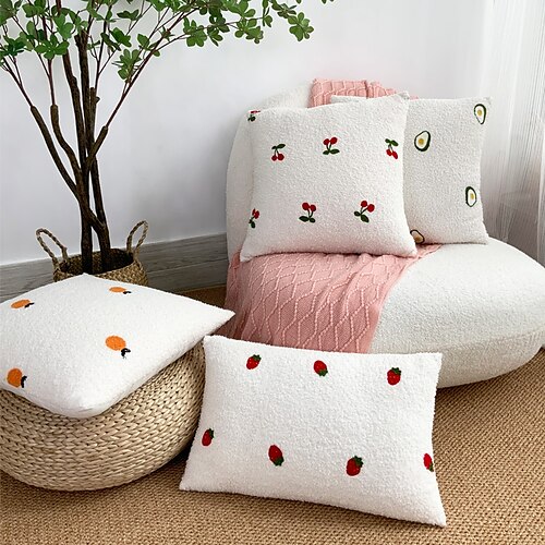 

Velvet Embroidery Cushion Cover Fruit for Bedroom Livingroom Sofa Couch Chair Superior Quality