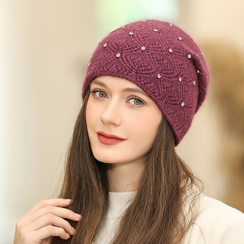 

Women's Slouchy Beanie Hat Outdoor Home Daily Crystal / Rhinestone Knitting Cute Boutique Casual Warm Casual / Daily 1 pcs