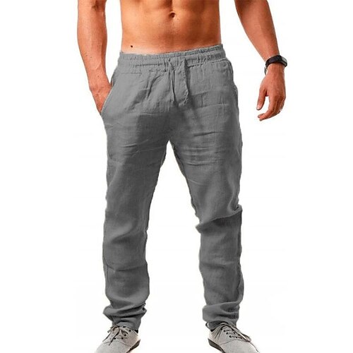 Men's Linen Pants Trousers Summer Pants Beach Pants Pocket