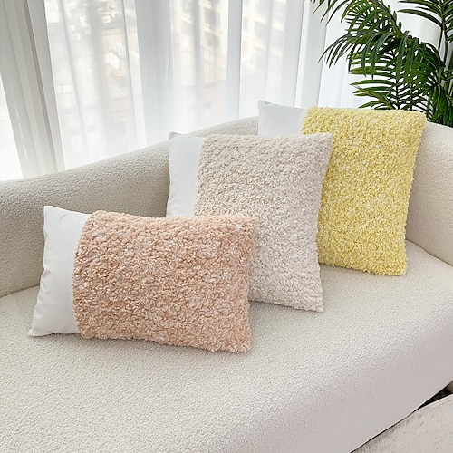 

Velvet Two Tone Pillow Cover Solid Color White Farmhouse Pillowcase for Bedroom Livingroom Sofa Couch Chair Superior Quality