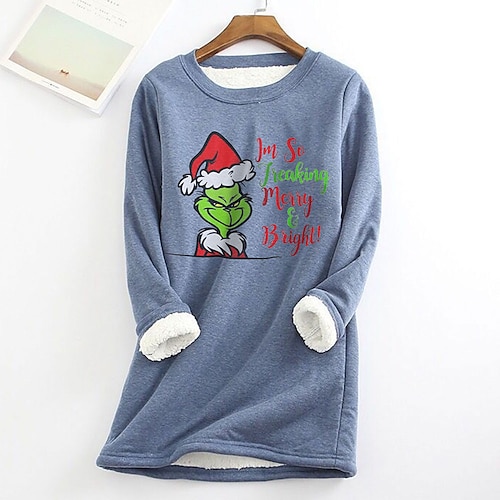 

Women's Sweatshirt Pullover Sherpa Fleece Teddy Black Blue Pink Christmas Round Neck Long Sleeve Fleece S M L XL XXL 3XL