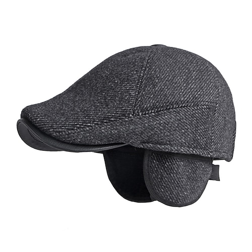 

Men's Hat Beret Hat Black Dark Gray Outdoor Street Daily Adjustable Buckle Pure Color Windproof Warm Breathable