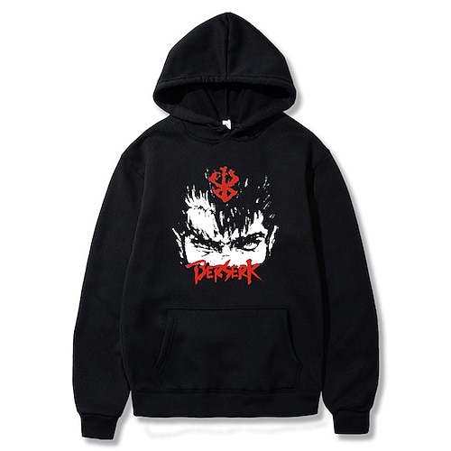 

Inspired by Berserk Guts Hoodie Cartoon Manga Anime Front Pocket Graphic Hoodie For Men's Women's Unisex Adults' Hot Stamping 100% Polyester Street Daily