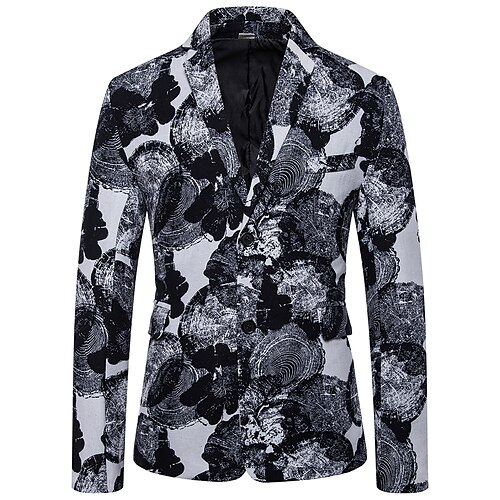 

Men's Fashion Blazer Regular Standard Fit Tie Dye Single Breasted Two-buttons Black 2022