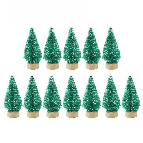 

48Pieces Mini Christmas Tree Sisal Silk Cedar Table Top Decorations Small Christmas Tree Gold Mini Tree Window DIY Decorations