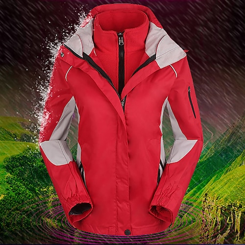 

Women's Hiking 3-in-1 Jackets Ski Jacket Waterproof Hiking Jacket Fleece Winter Outdoor Thermal Warm Waterproof Windproof Fleece Lining Outerwear 3-in-1 Jacket Top Hunting Ski / Snowboard Fishing