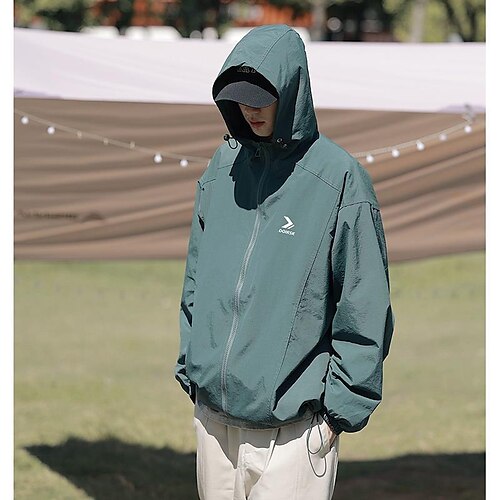 

Men's Hoodie Jacket Waterproof Rain Jacket Gorpcore Hiking Windbreaker Urban Outdoor Thermal Warm Waterproof Windproof Breathable Outerwear Trench Coat Top Hunting Fishing Climbing Green Orange Black