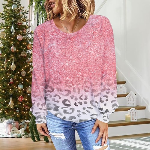 

amazon independent station 2022 european and american cross-border new autumn women's fashion gradient round neck long-sleeved top sweater