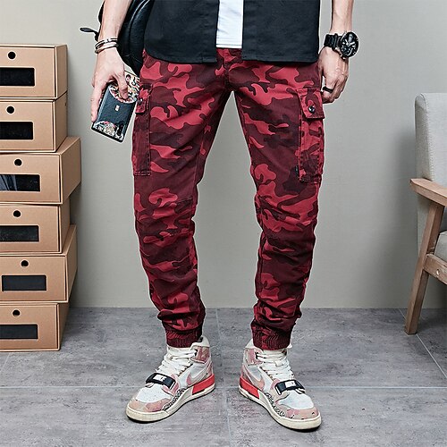 

Men's Cargo Pants Trousers Zipper Pocket Camouflage Graphic Prints Comfort Breathable Full Length Daily Holiday Streetwear Sports Fashion ArmyGreen Wine Micro-elastic