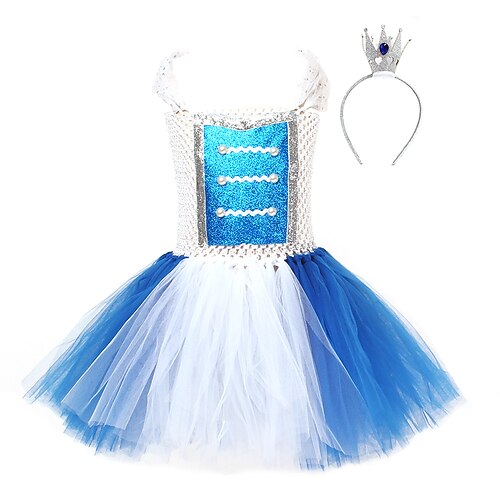 

Kids Girls' Ugly 2pcs Christmas Dress Performance Party Mesh Patchwork Blue Red Knee-length Sleeveless Active Adorable Dresses Christmas Spring Summer Regular Fit 3-7 Years