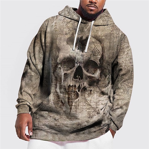 

Per uomo Plus Size Felpa con cappuccio pullover Grande e alto Teschi Con cappuccio Manica lunga Primavera & Autunno Essenziale Di tendenza Streetwear Comodo Da tutti i giorni Da mare Top