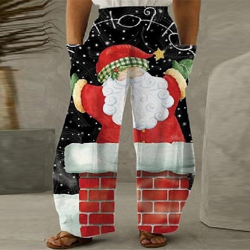 

Women's Plus Size Christmas Chinos Pants Trousers Pocket Print Santa Claus Casual Casual High Full Length Winter Fall Red L XL XXL 3XL 4XL