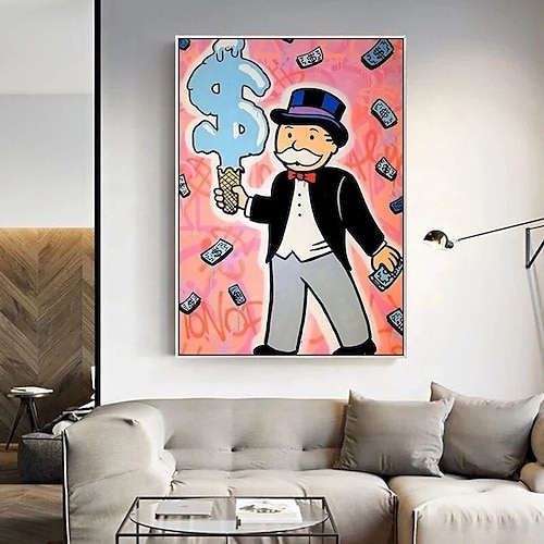 

Handmade Hand Painted Oil Painting Wall Street Art Modern Abstract Alec Monopoly Millionaire Painting Home Decoration Decor Rolled Canvas No Frame Unstretched