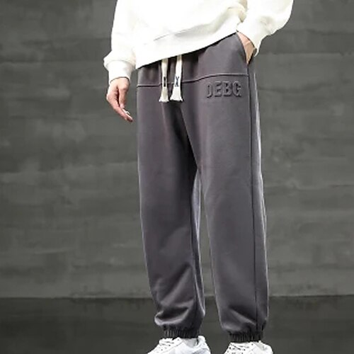 

Men's Joggers Trousers Casual Pants Pocket Drawstring Elastic Waist Solid Color Comfort Soft Casual Daily Streetwear Stylish Loose Blue Light Grey Micro-elastic