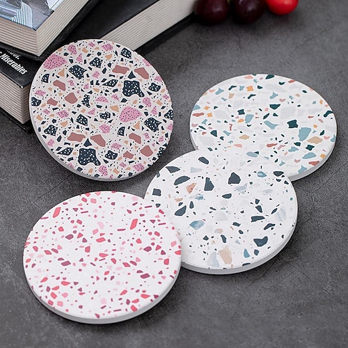 

Coasters for Drinks, Absorbent Coaster 1PC, Marble Style Ceramic Drink Coaster for Tabletop Protection, Suitable for Kinds of Cups, Wooden Table, Housewarming Gifts for Home Decor, 4 Inches