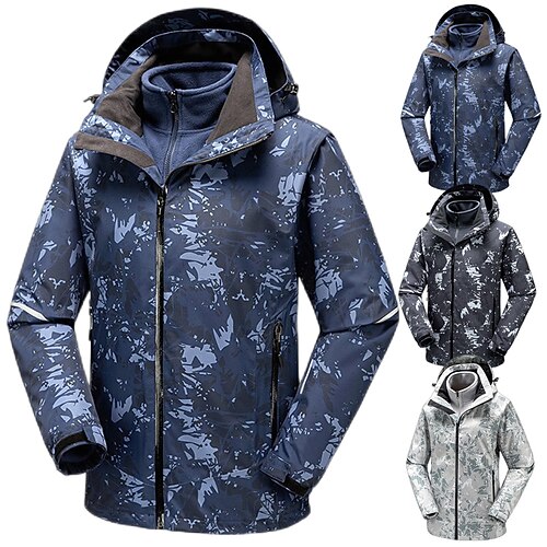 

Men's Hoodie Jacket Hiking 3-in-1 Jackets Hiking Fleece Jacket Fleece Winter Outdoor Thermal Warm Waterproof Windproof Fleece Lining Outerwear Windbreaker Trench Coat Hunting Ski / Snowboard Fishing